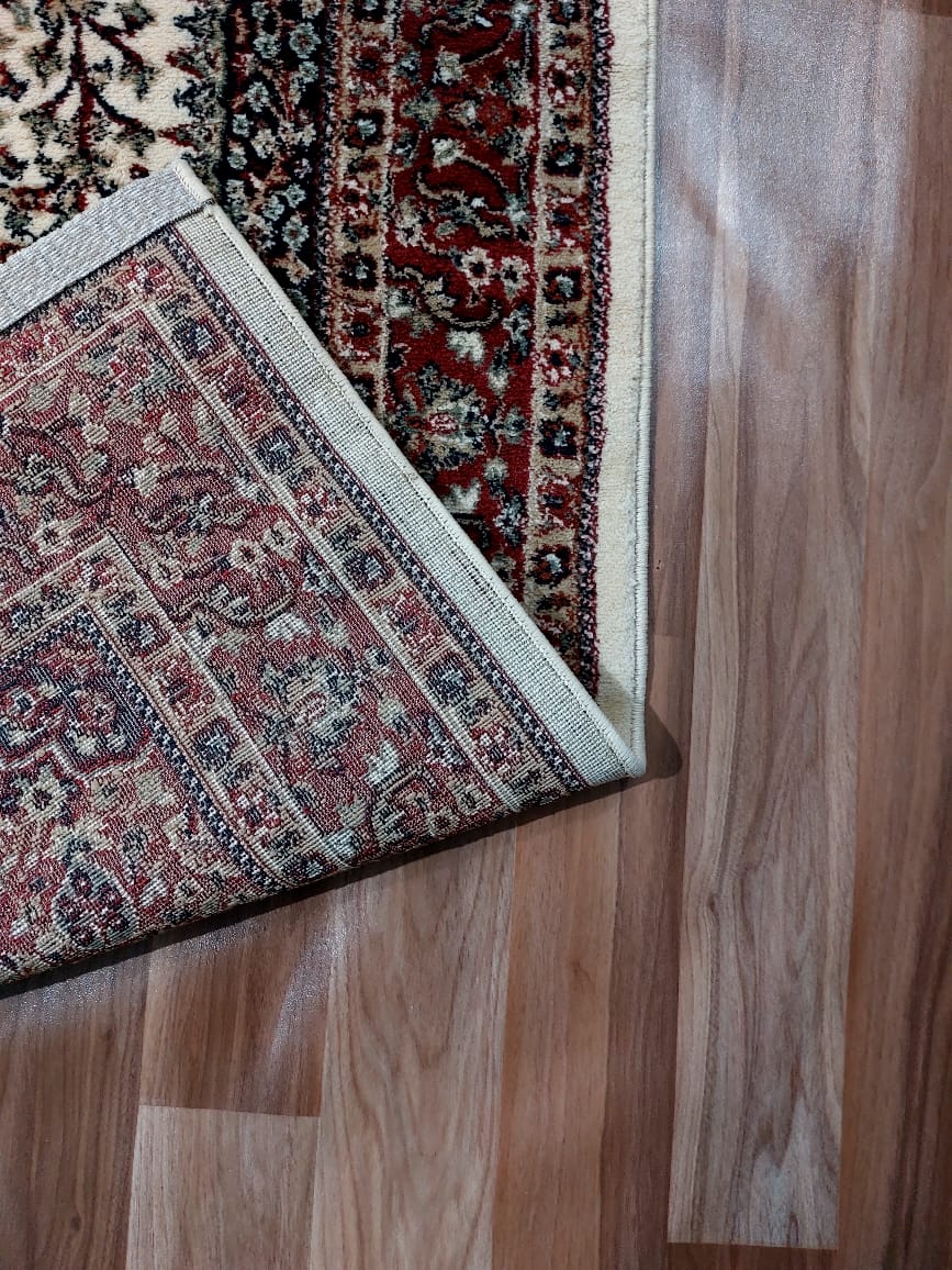 Off White & Maroon Persian Wool Traditional Heavy Anti Skid Rug For Living Room & Bed Room