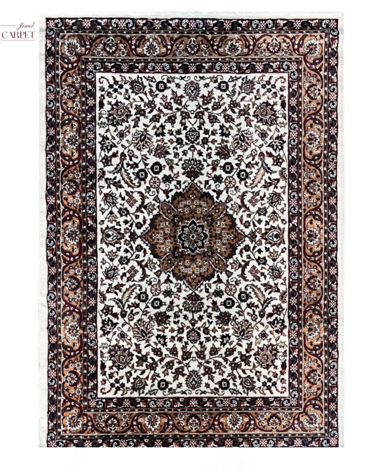 क्रीम कश्मीरी ऊन पारंपरिक कश्मीरी कालीन