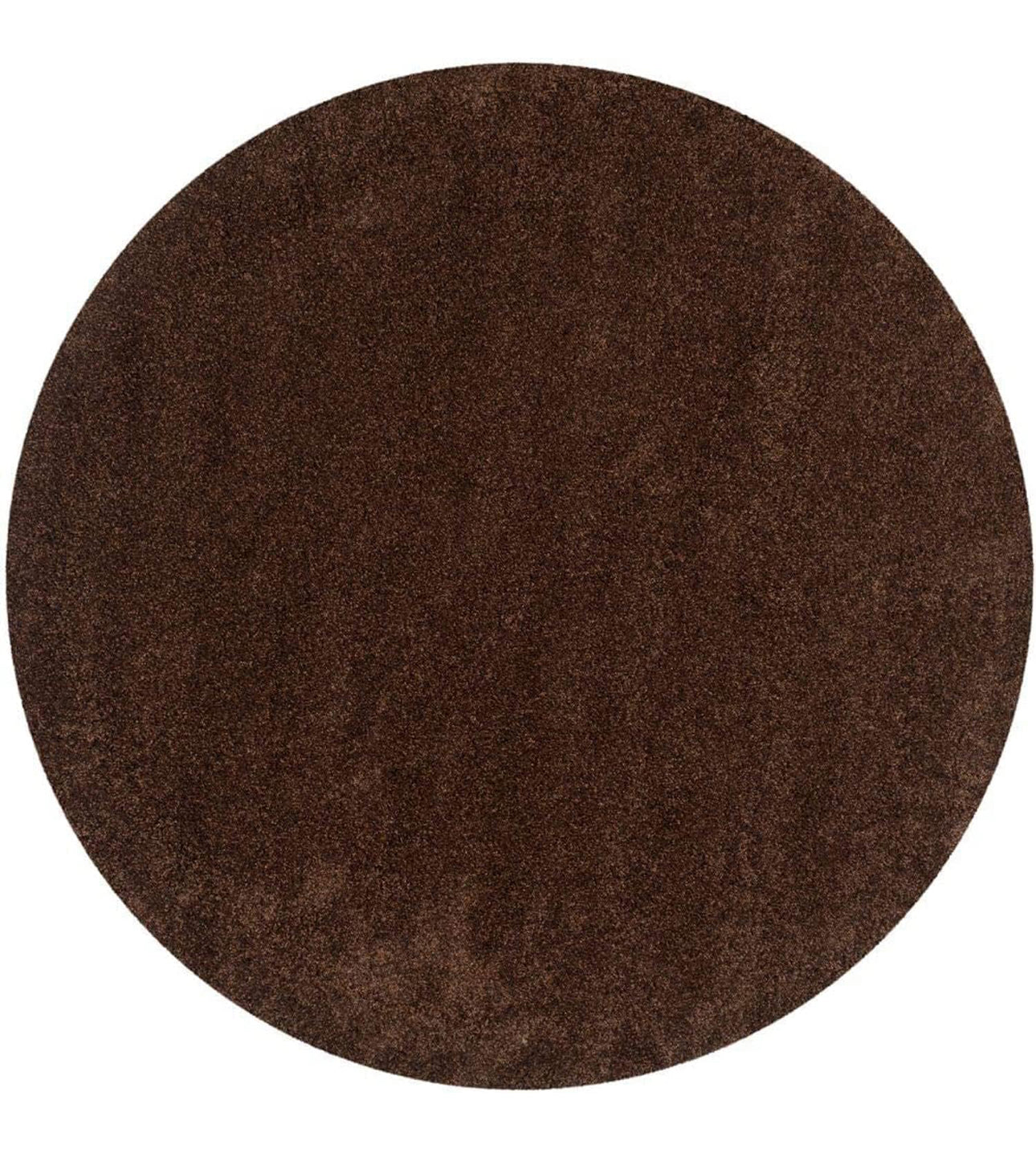Dark Brown Handcrafted Round Solid Microfiber Plush Anti Skid Shaggy Carpet