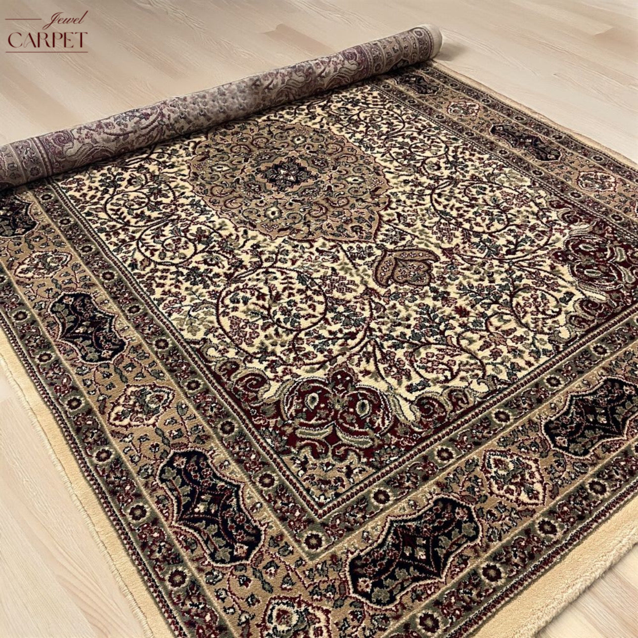 Cream Persian Wool Soft & Plush Traditional Anti Skid Backing Heavy Carpet