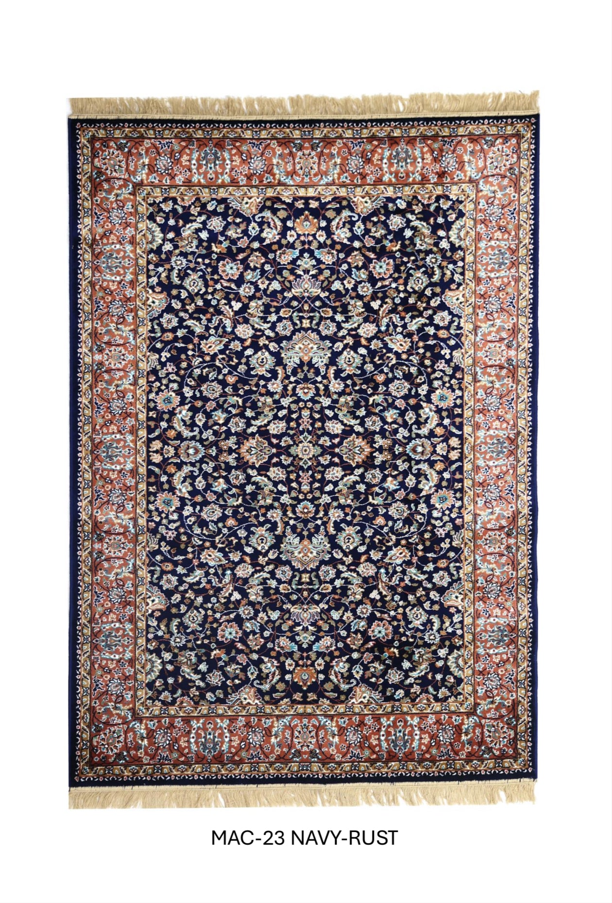 Navy Blue Persian Silk Carpet For Living Room & Bedroom Anti Skid Heavy Rug