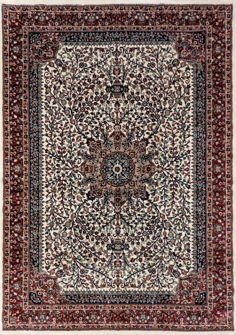 Off White & Maroon Persian Wool Traditional Heavy Anti Skid Rug For Living Room & Bed Room