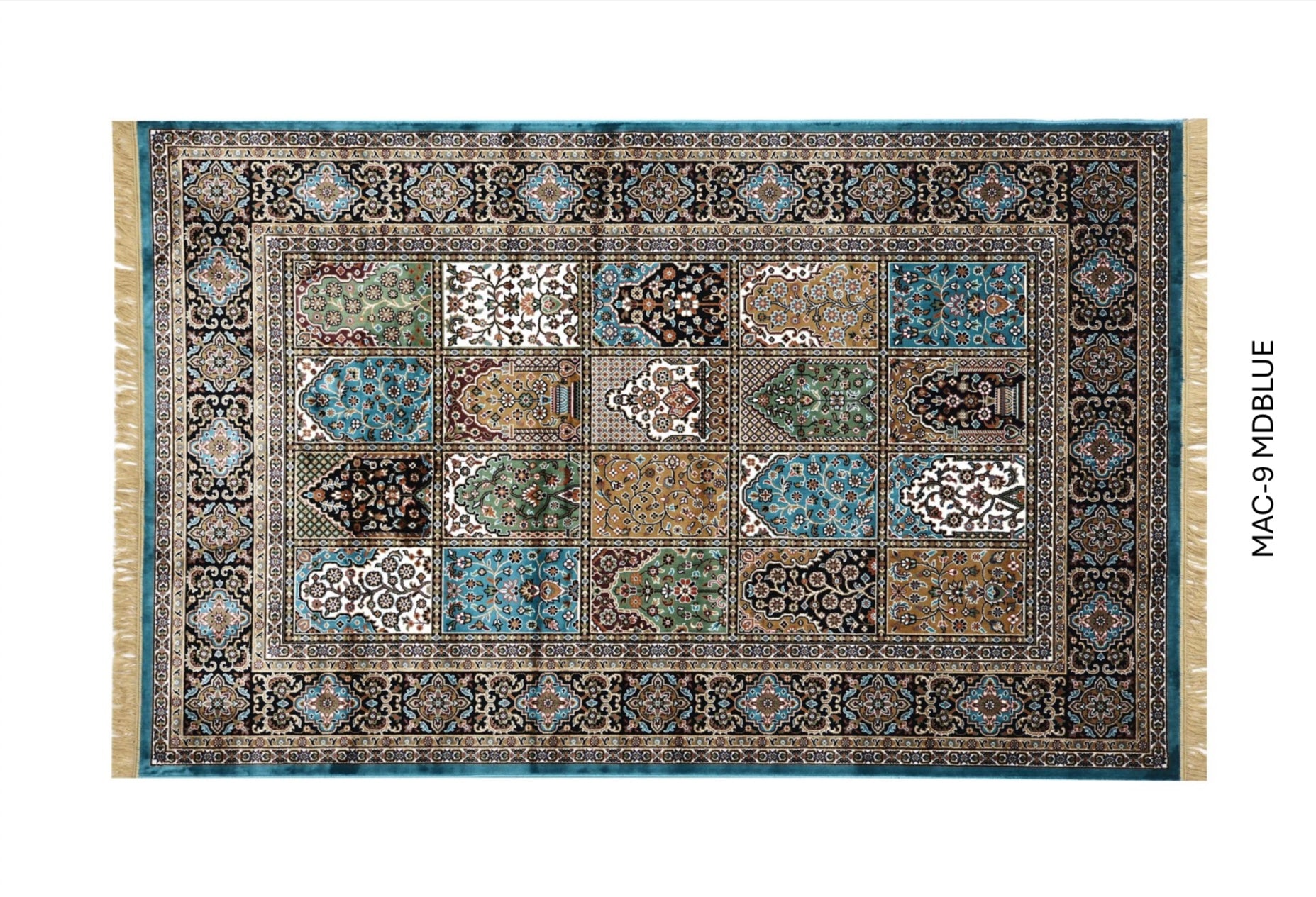 Blue Persian Silk Carpet For Living Room & Bedroom Heavy Anti Skid Rug