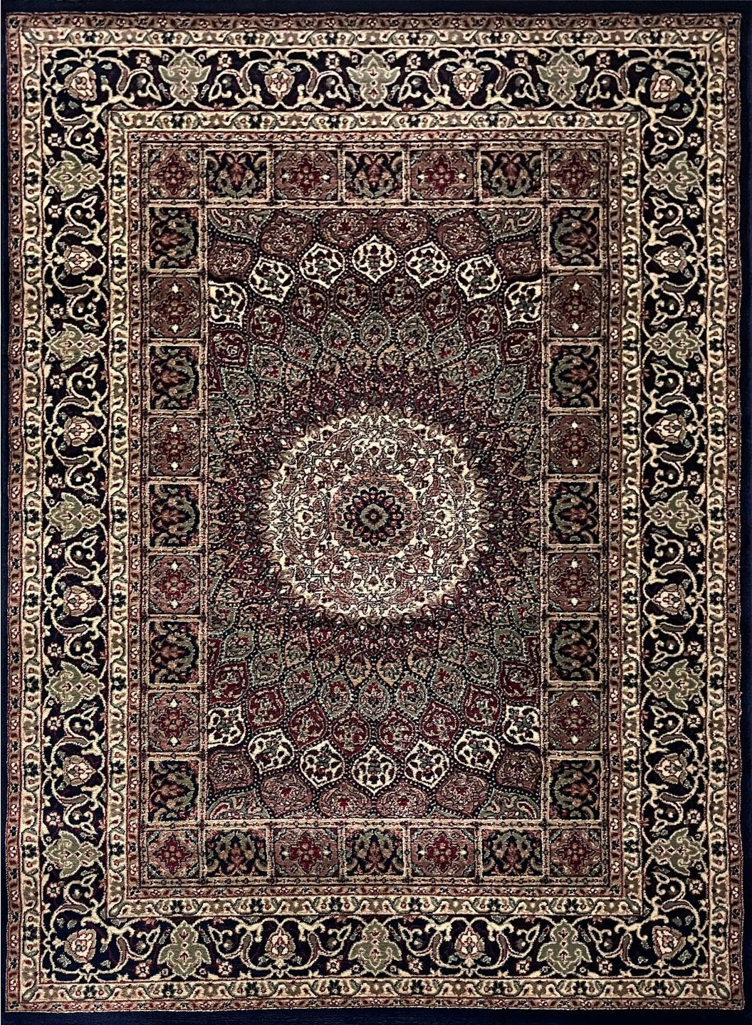 Black Persian Wool Traditional Carpet