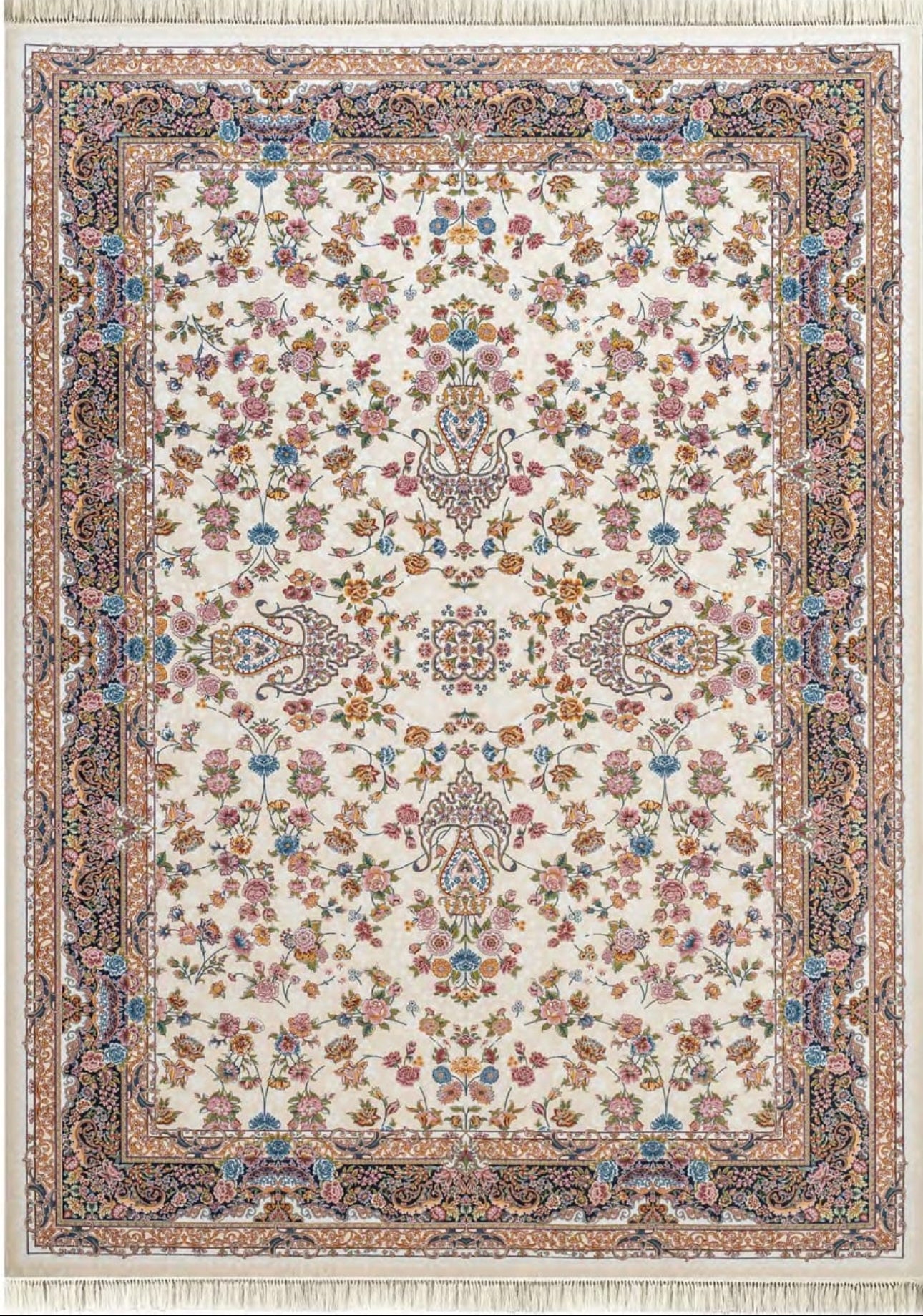 Inaya Iranian Imported Cream Silk Blend Rug 1500 Reeds