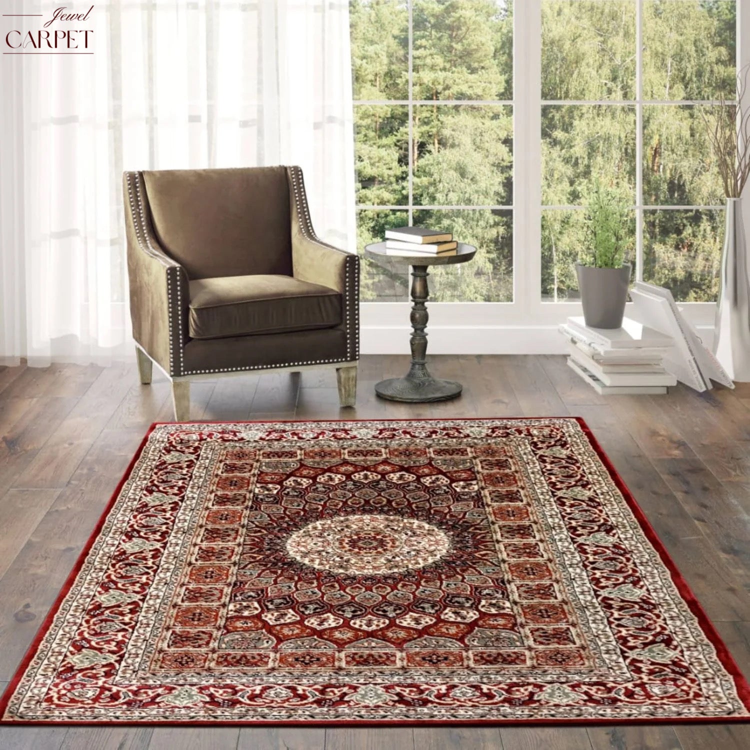 Rust Persian Wool Traditional Anti Skid Heavy Carpet