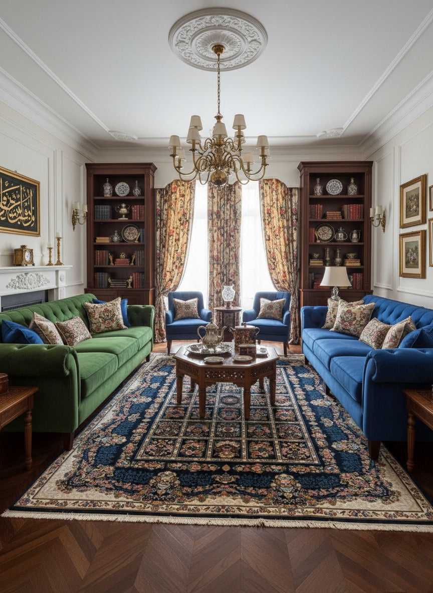 Aliyah  Iranian Imported  Navy Blue  Silk Blend Rug 1500 Reeds