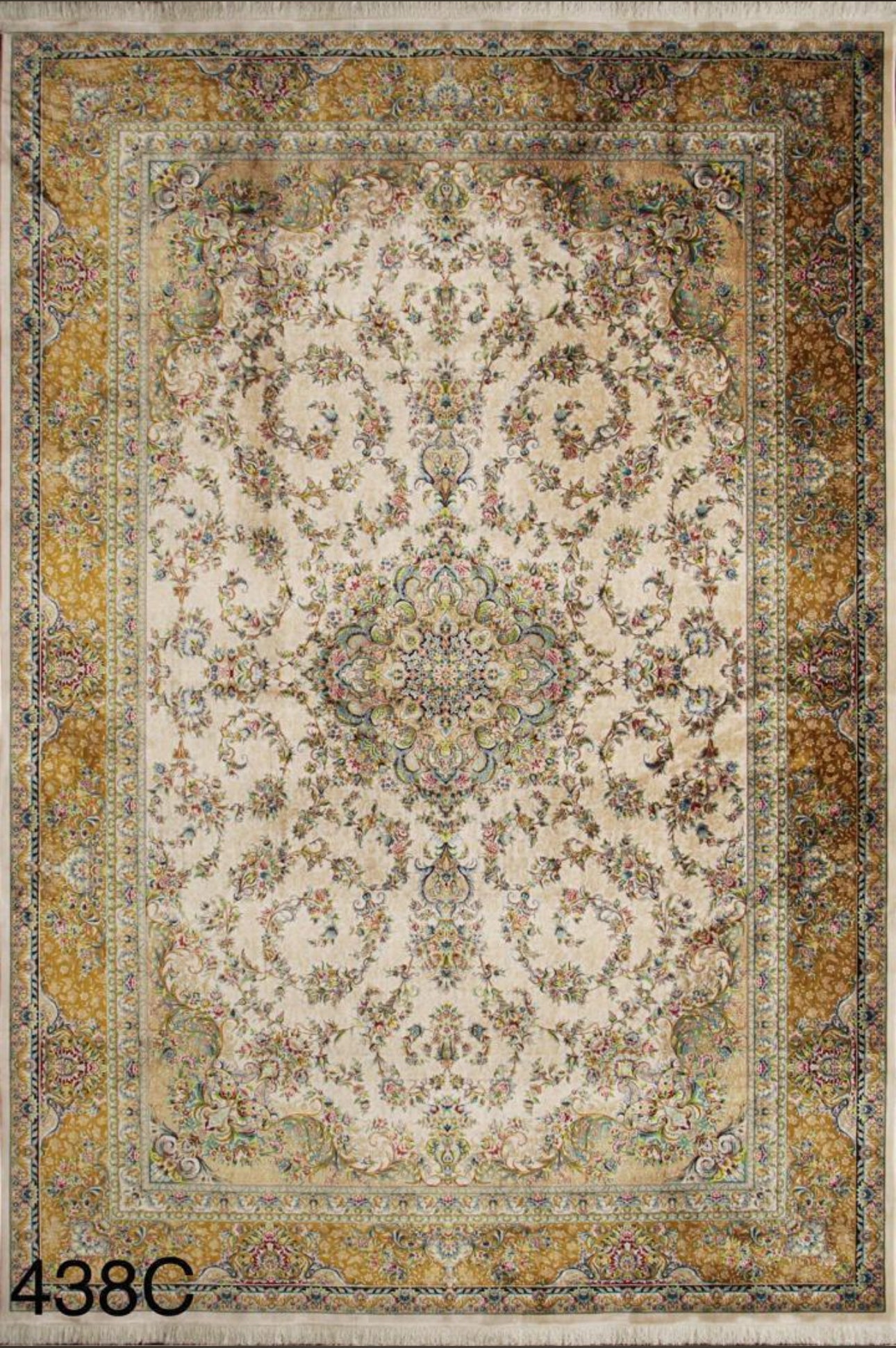 Parinaz Iranian Imported Cream Silk Blend Rug 1500 Reeds