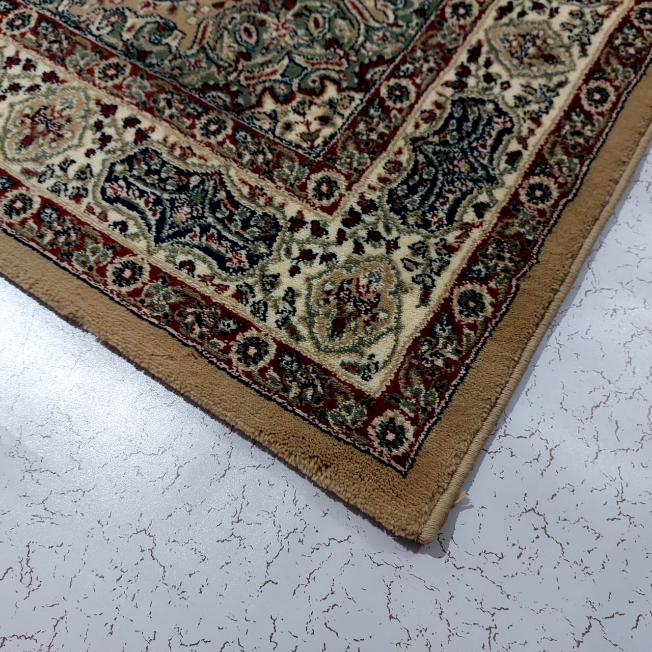 Beige Persian Wool Traditional Heavy Anti Skid Rug For Living Room & Bed Room