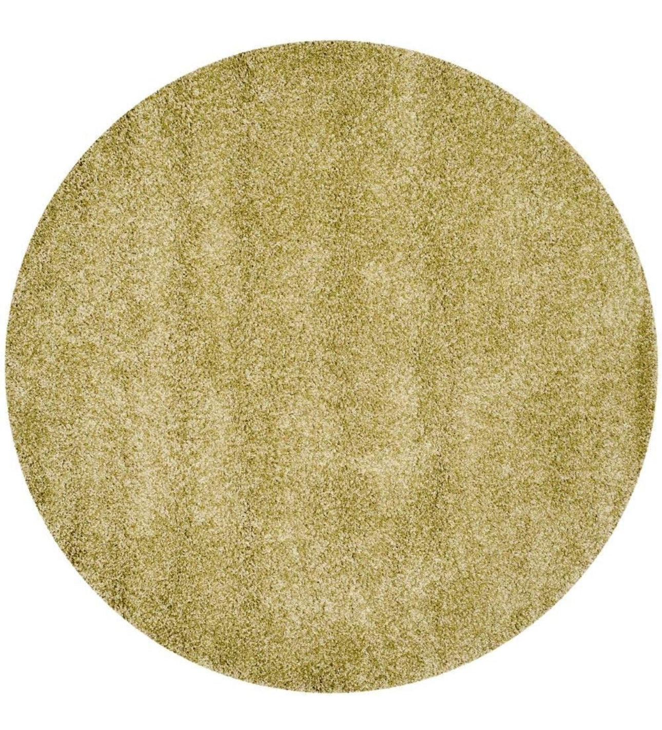 Pastel Green Handcrafted Round Solid Microfiber Plush Anti Skid Shaggy Carpet