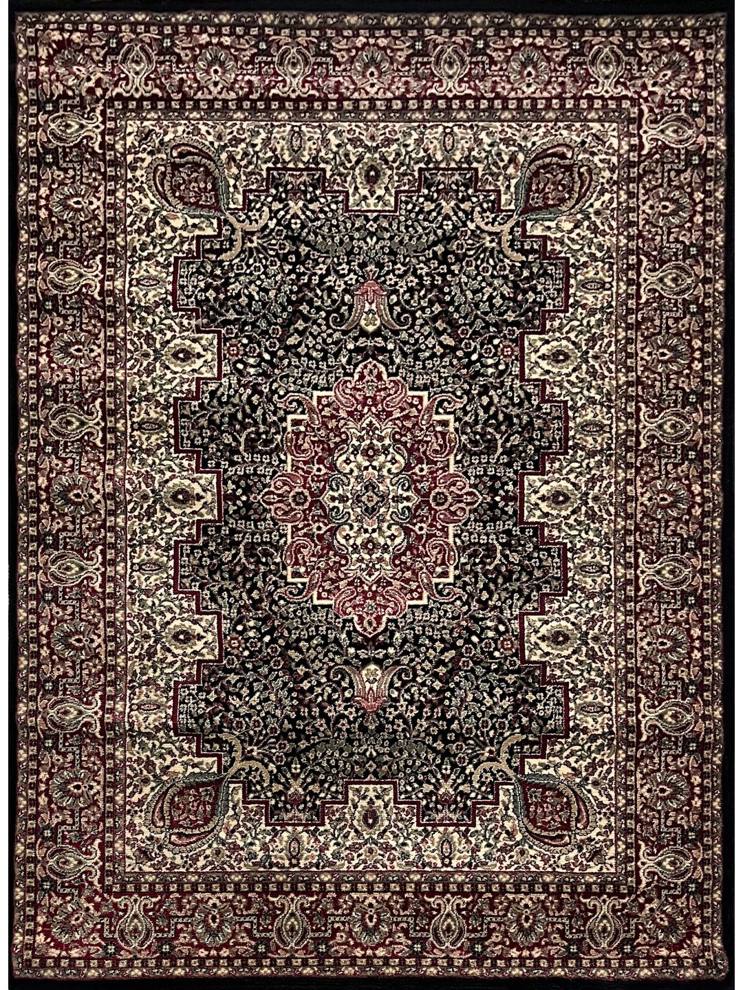 Black Persian Wool Traditional Carpet