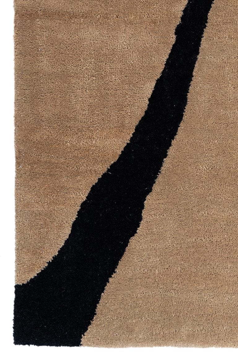 Brown & White Bias Hand Tufted Wool Rug