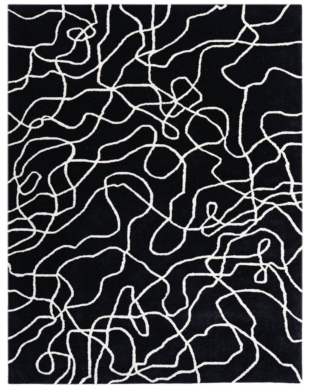 Black & White Turmoil Hand Tufted Wool Carpet