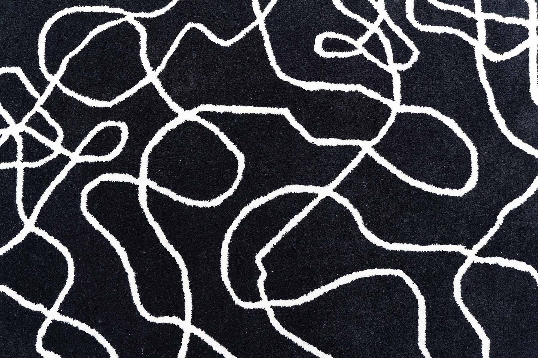 Black & White Turmoil Hand Tufted Wool Carpet