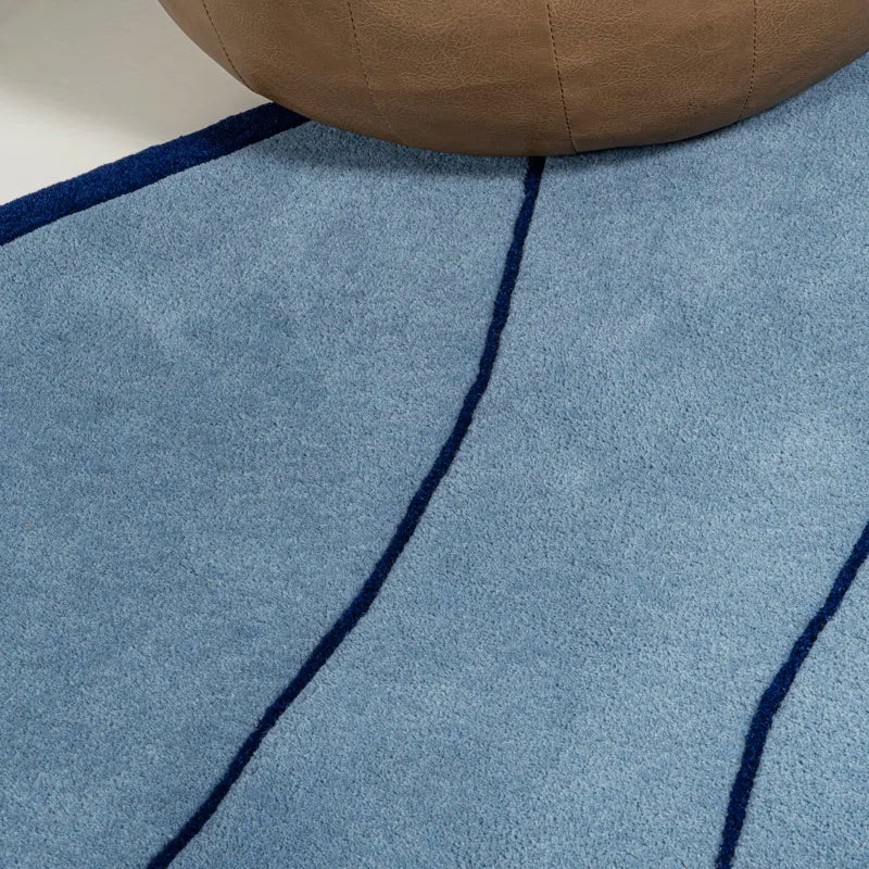 Hand Tufted Blue Pure Wool Abstract Rug