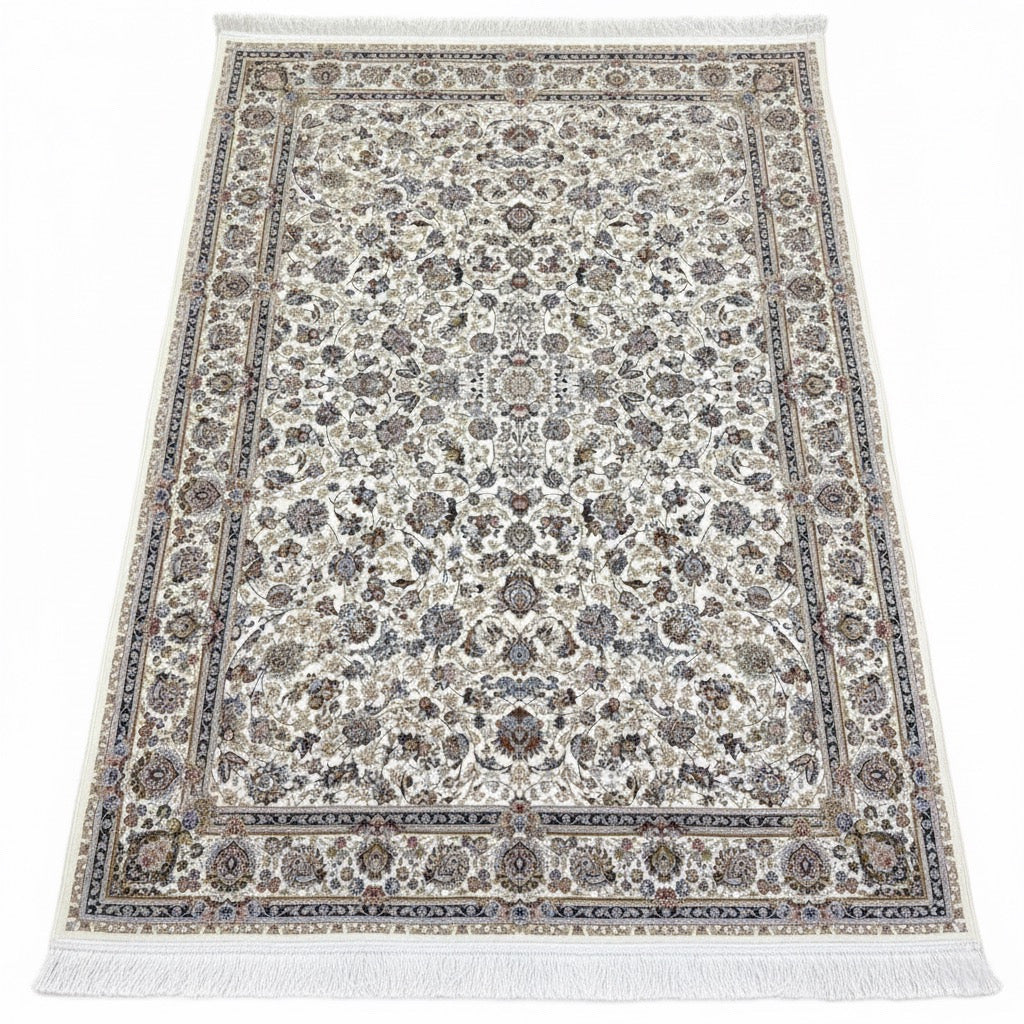 Mahnoor Iranian Imported White Rug 1500 Reeds