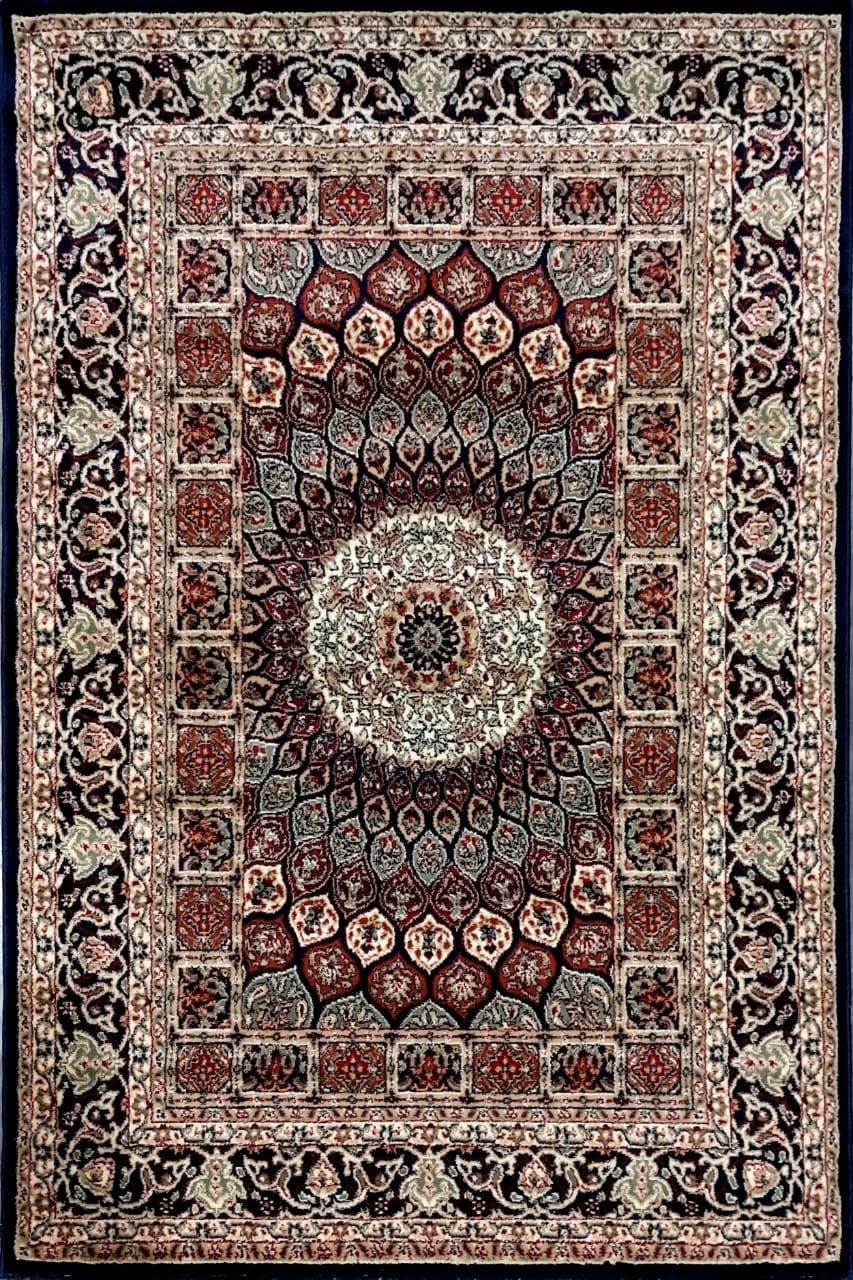 Navy Blue Persian Wool Traditional Heavy Anti Skid Rug For Living Room & Bed Room