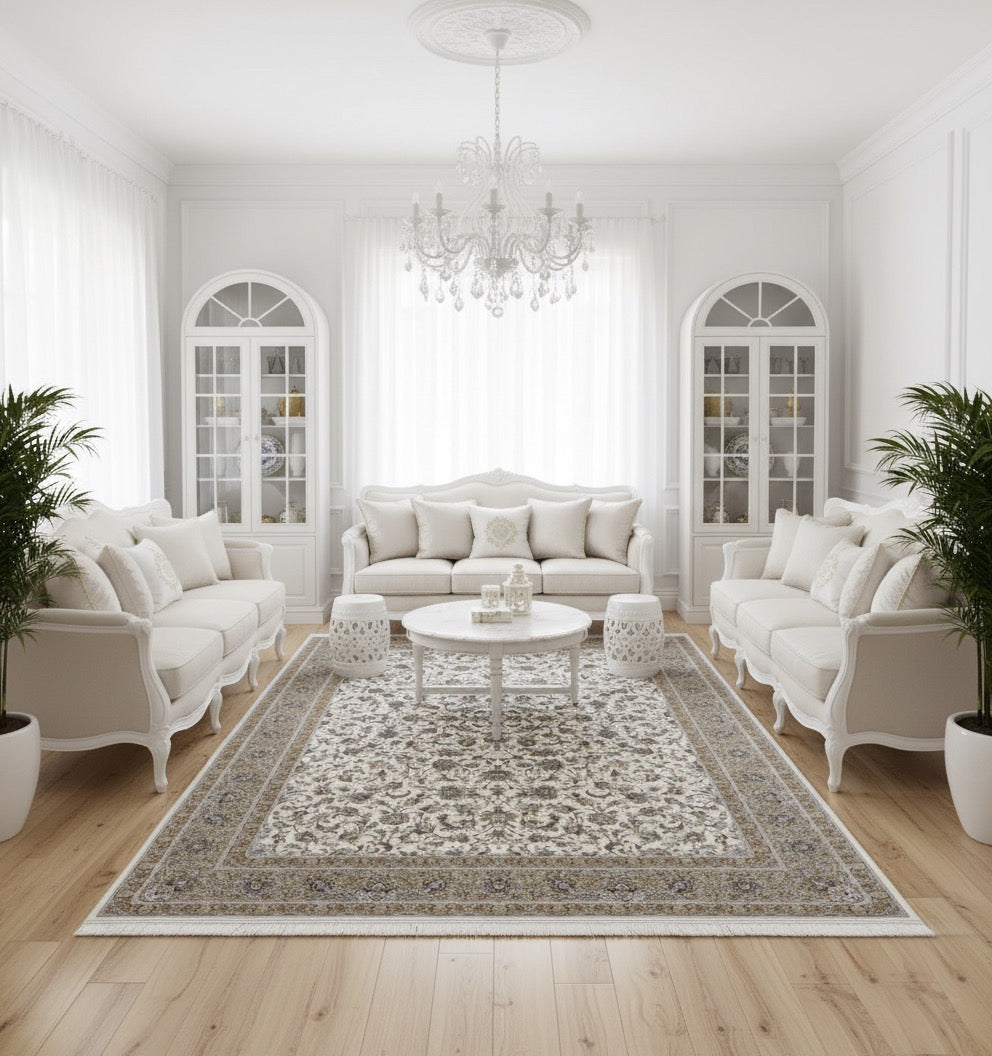 Farinaz Iranian Imported White Rug 1500 Reeds