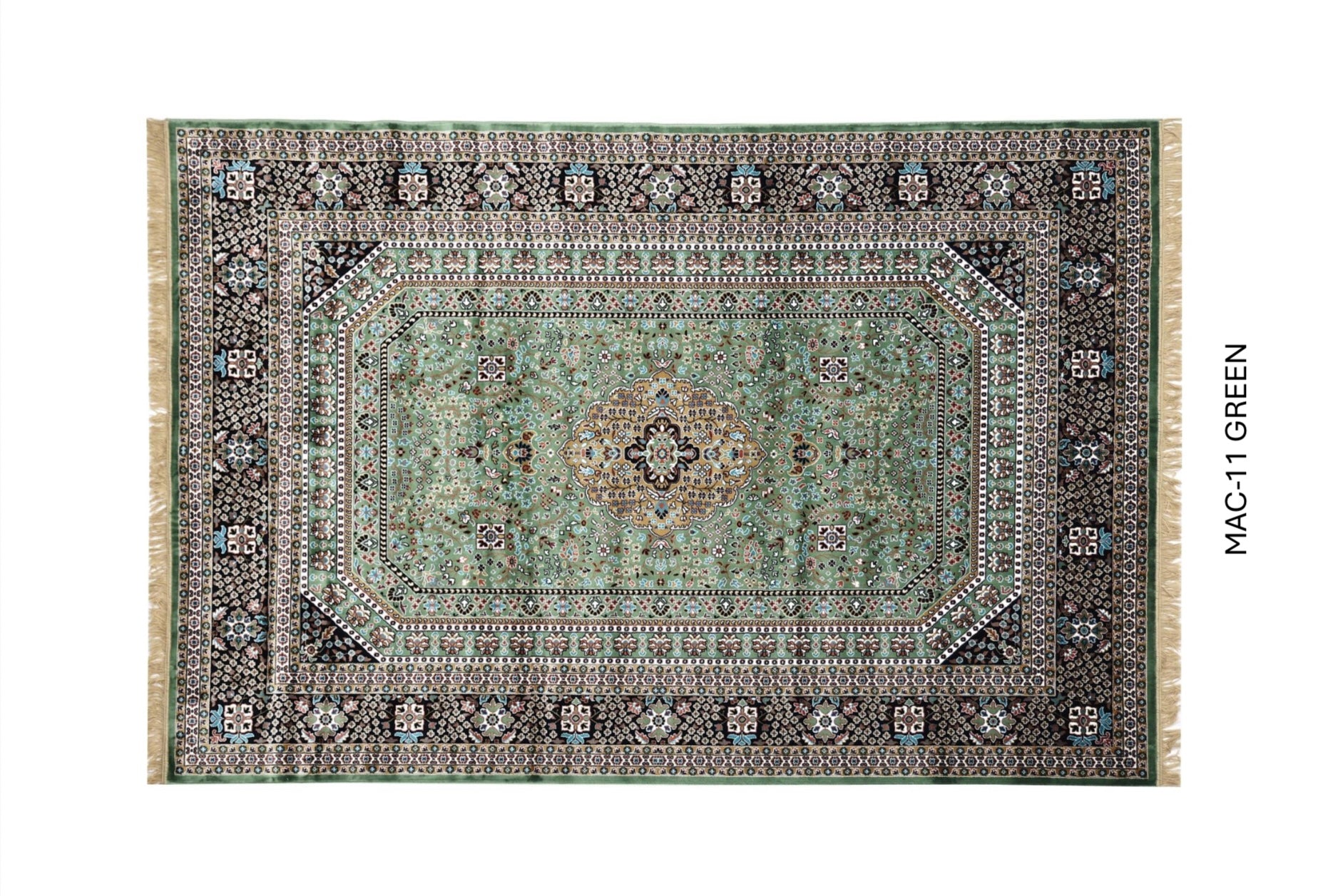 Green Persian Silk Carpet For Living Room & Bed Room Heavy Anti Skid Rug