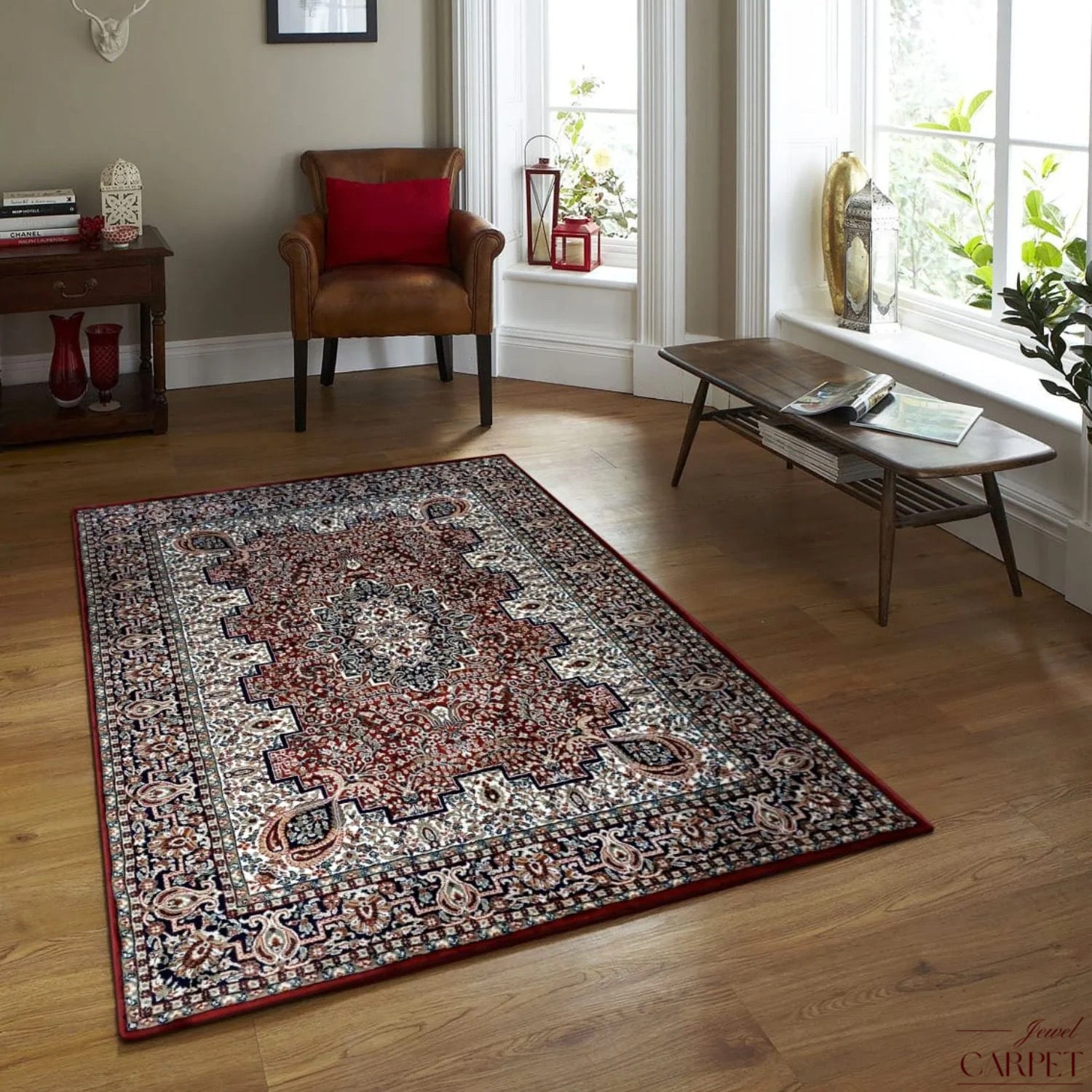 Maroon Persian Wool Anti Skid Heavy Rug