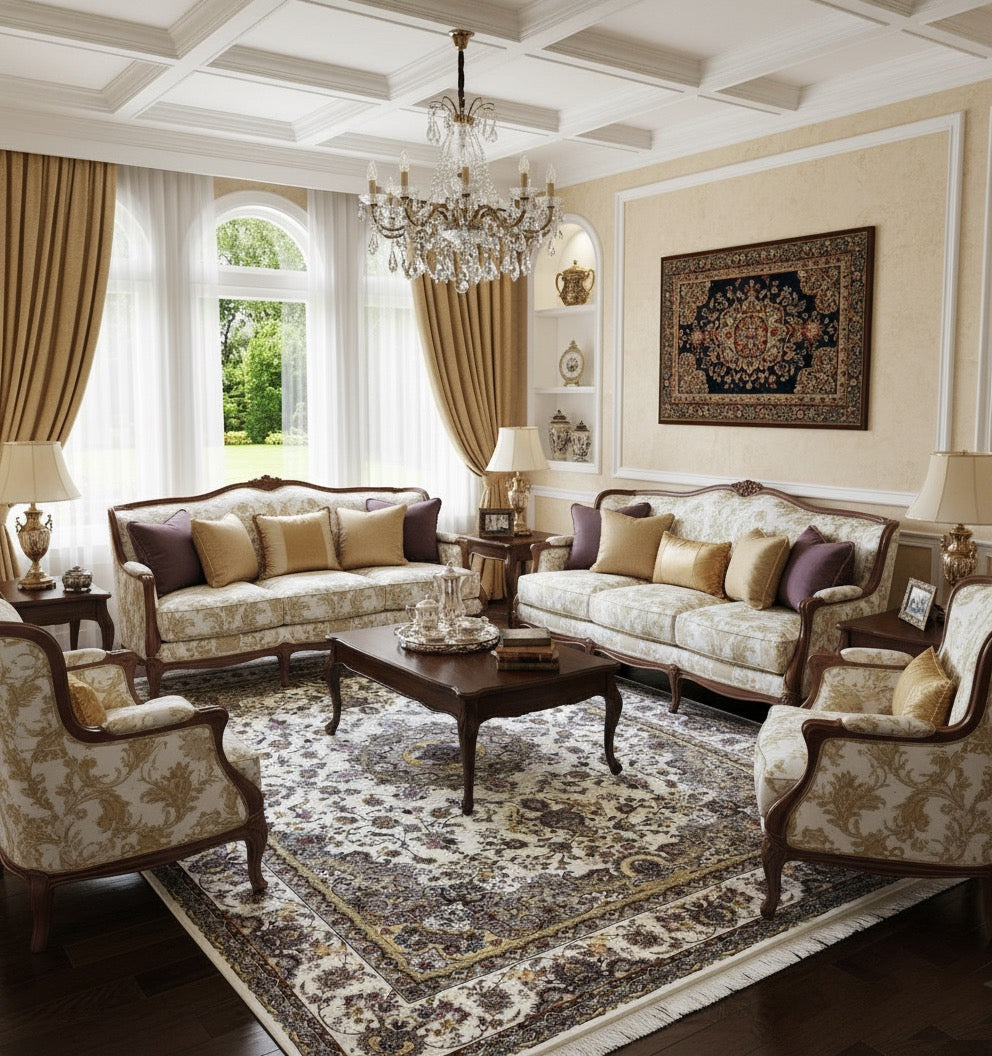 Naureen Iranian Imported White Rug 1500 Reeds