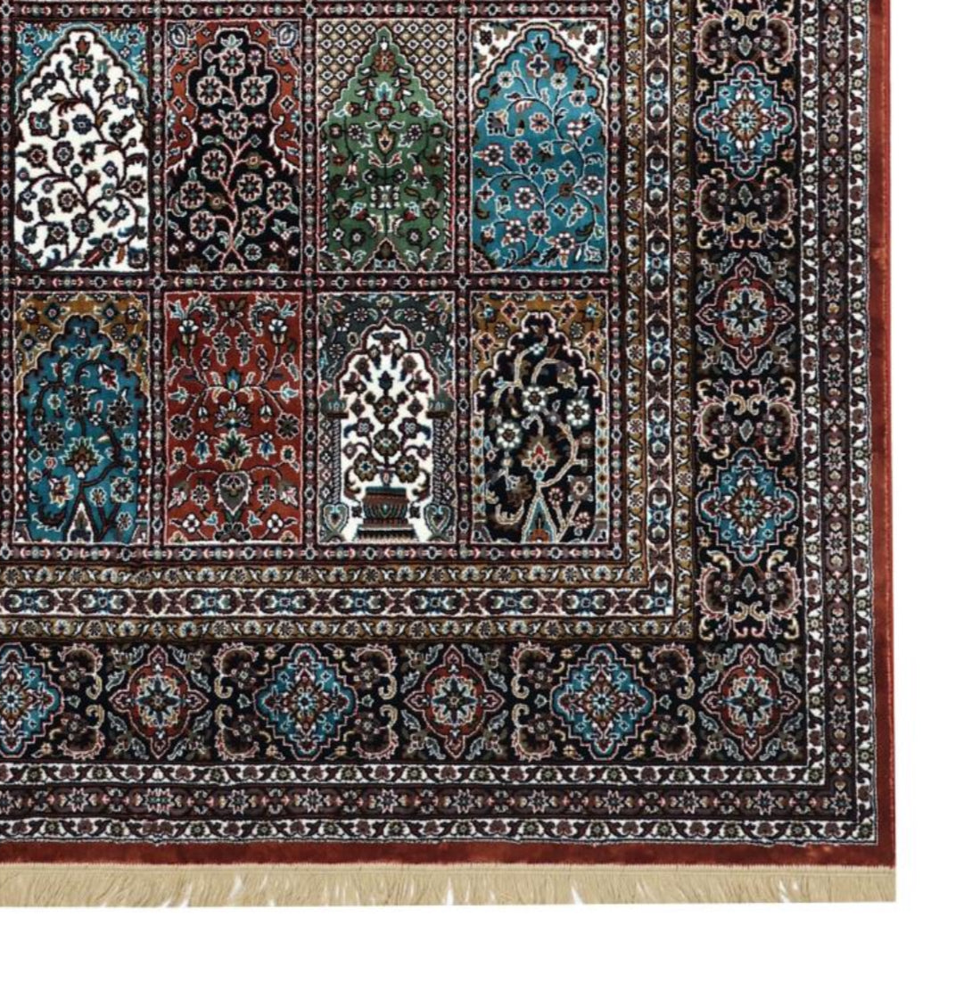 Rust Persian Silk Carpet For Living Room & Bedroom Heavy Anti Skid Rug