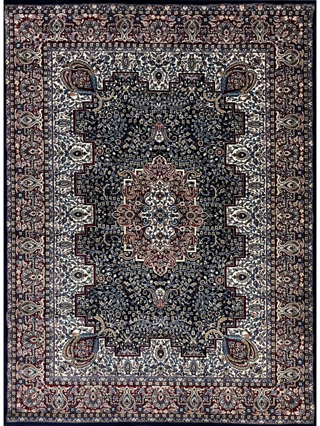 Navy Blue Persian Wool Traditional Anti Skid Heavy Carpet