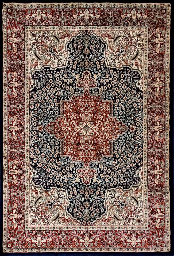 Navy Blue Persian Wool Traditional Anti Skid Heavy Rug For Living Room & Bed Room