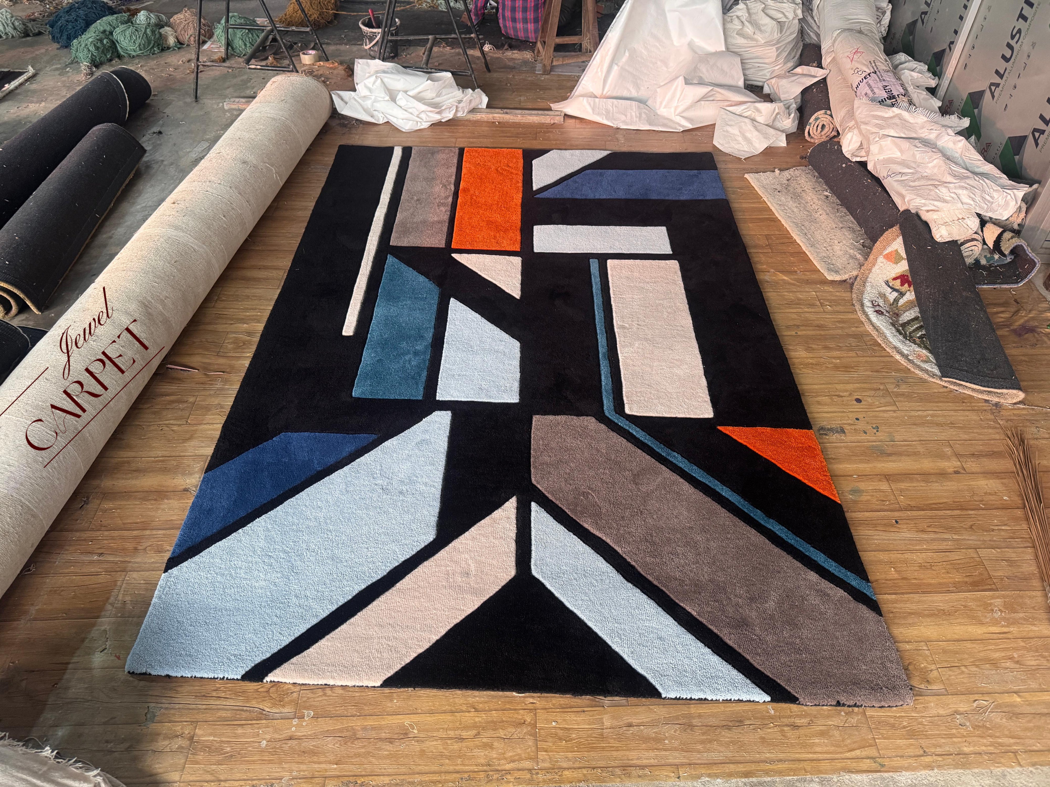 Dynamic Geometry Hand Tufted New Zealand Wool Rug