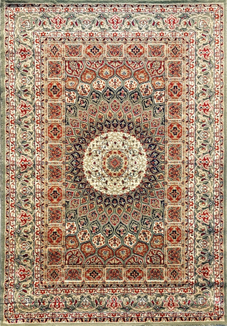 Green Persian Wool Traditional Anti Skid Heavy Carpet