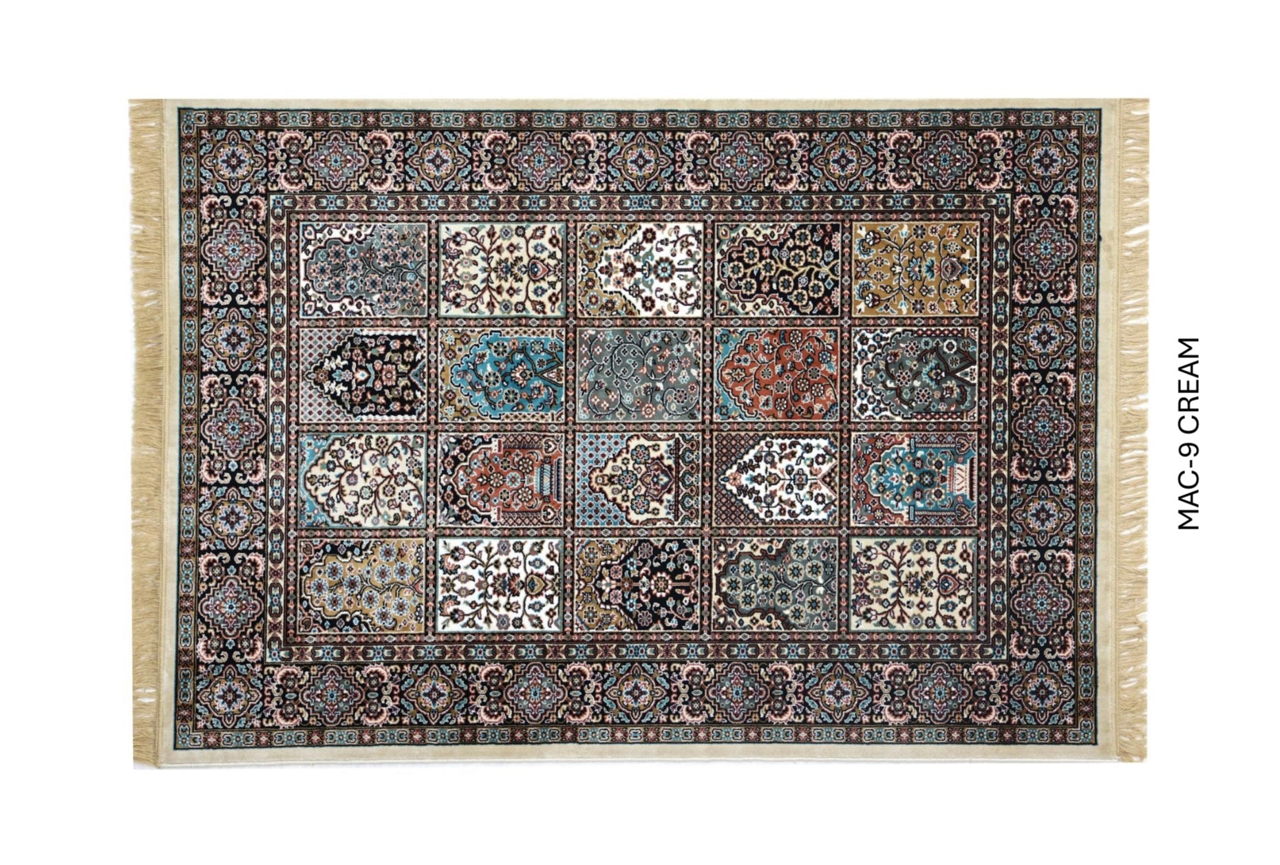 Cream Persian Silk Carpet For Living Room & Bedroom Heavy Anti Skid Rug