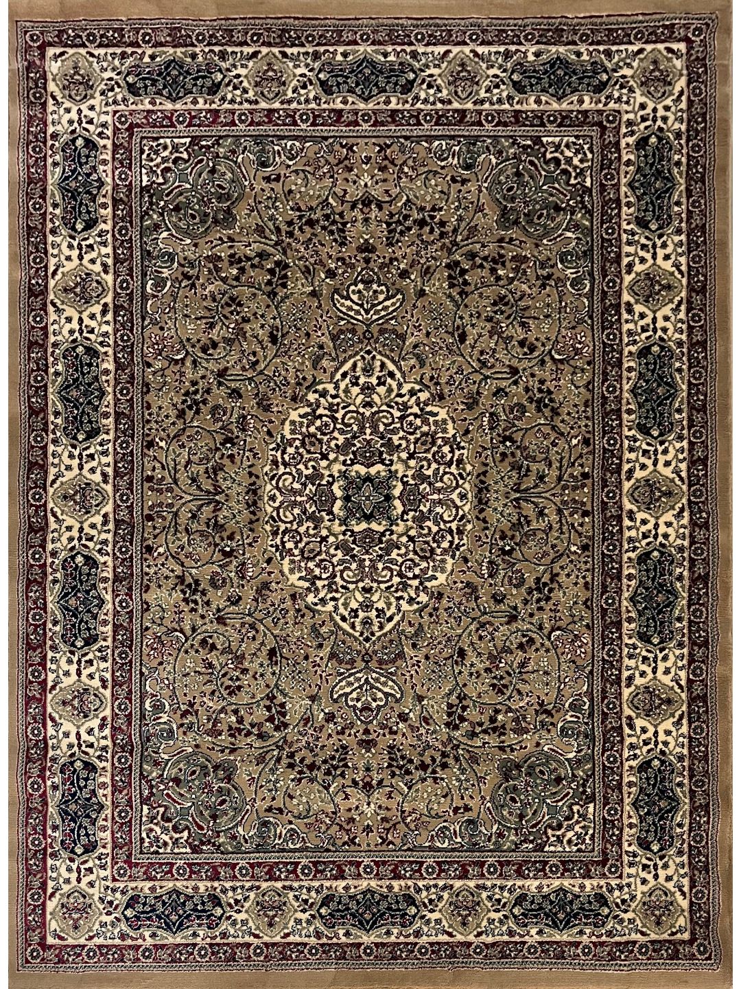 Beige Persian Wool Traditional Heavy Anti Skid Carpet