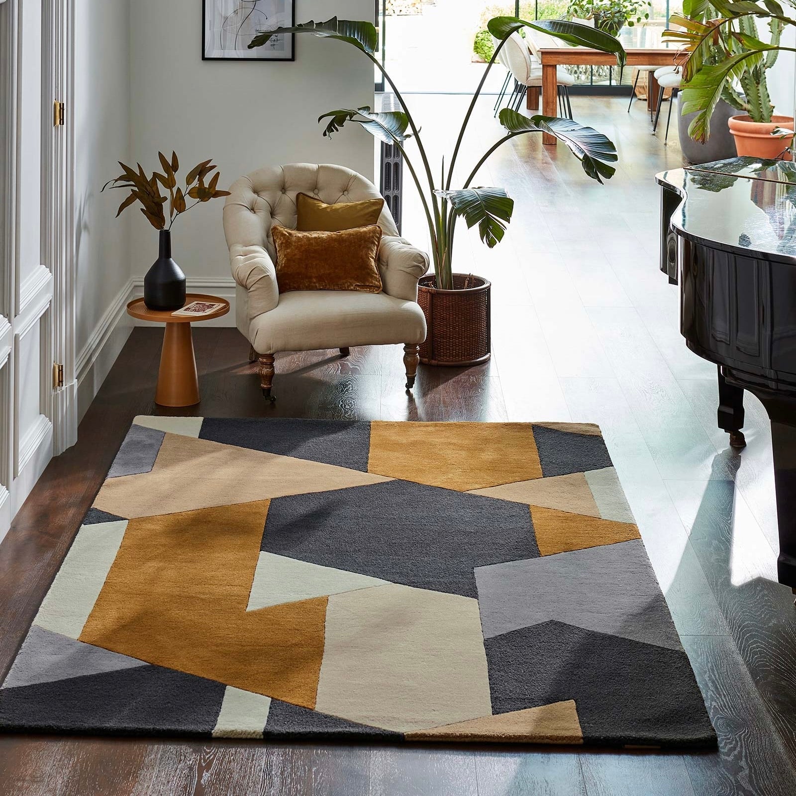 Rhombus Hand Tufted Wool Designer Carpet