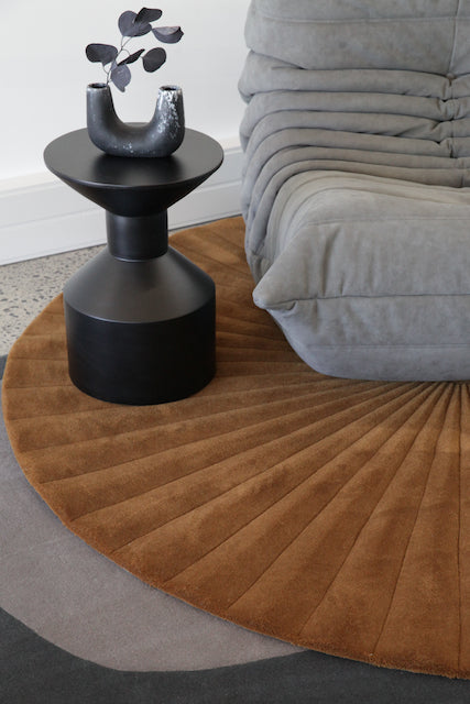 Waffle - Bronze Modern Hand Tufted Woollen Round Rug