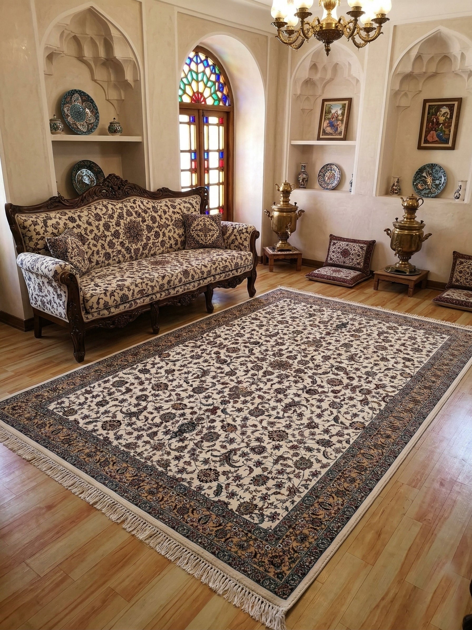 Imported Rugs Mahasina Iranian Imported 1500 Reeds Cream Rug – Jewel Carpet