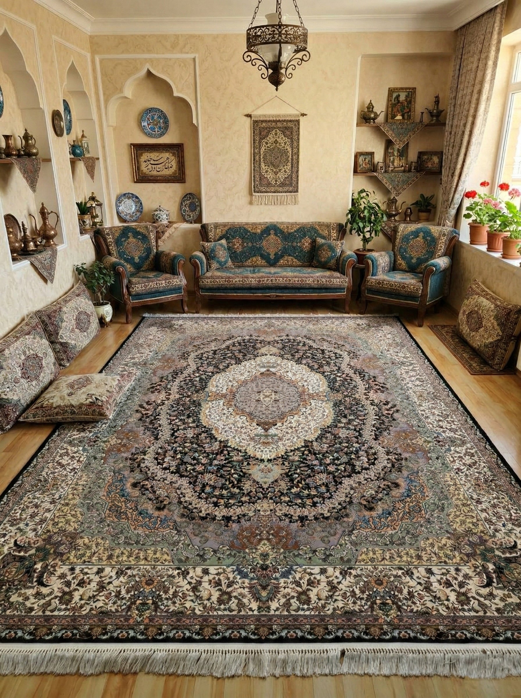 Imported Rugs Rahima Iranian Imported 1500 Reeds Black Rug – Jewel Carpet