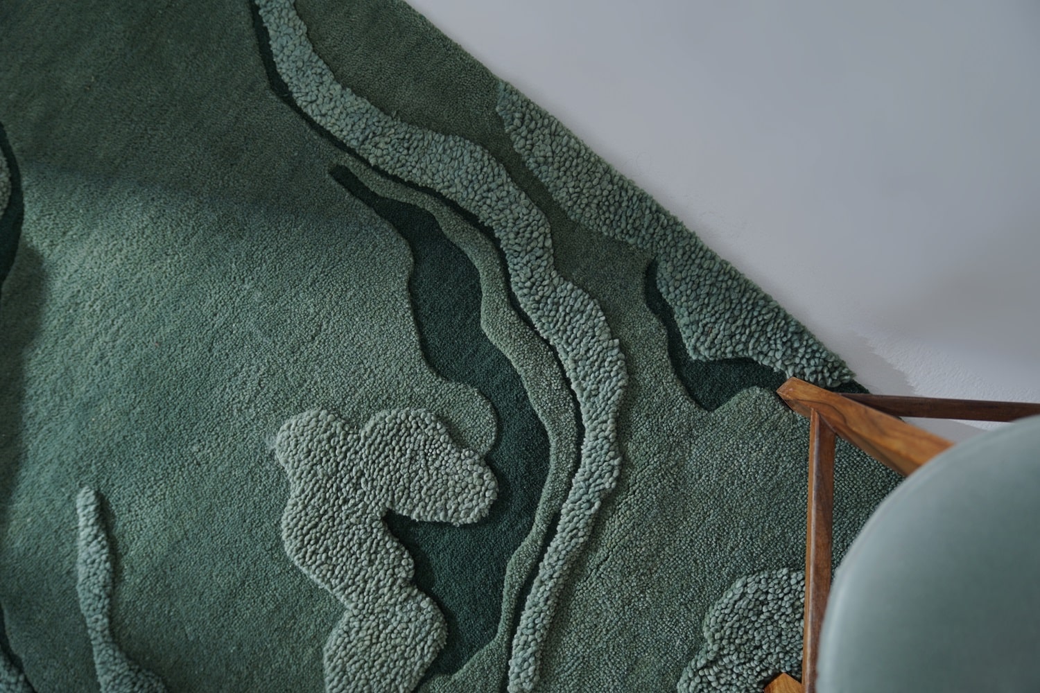 Moss Mounds Green Irregular Handmade Rug