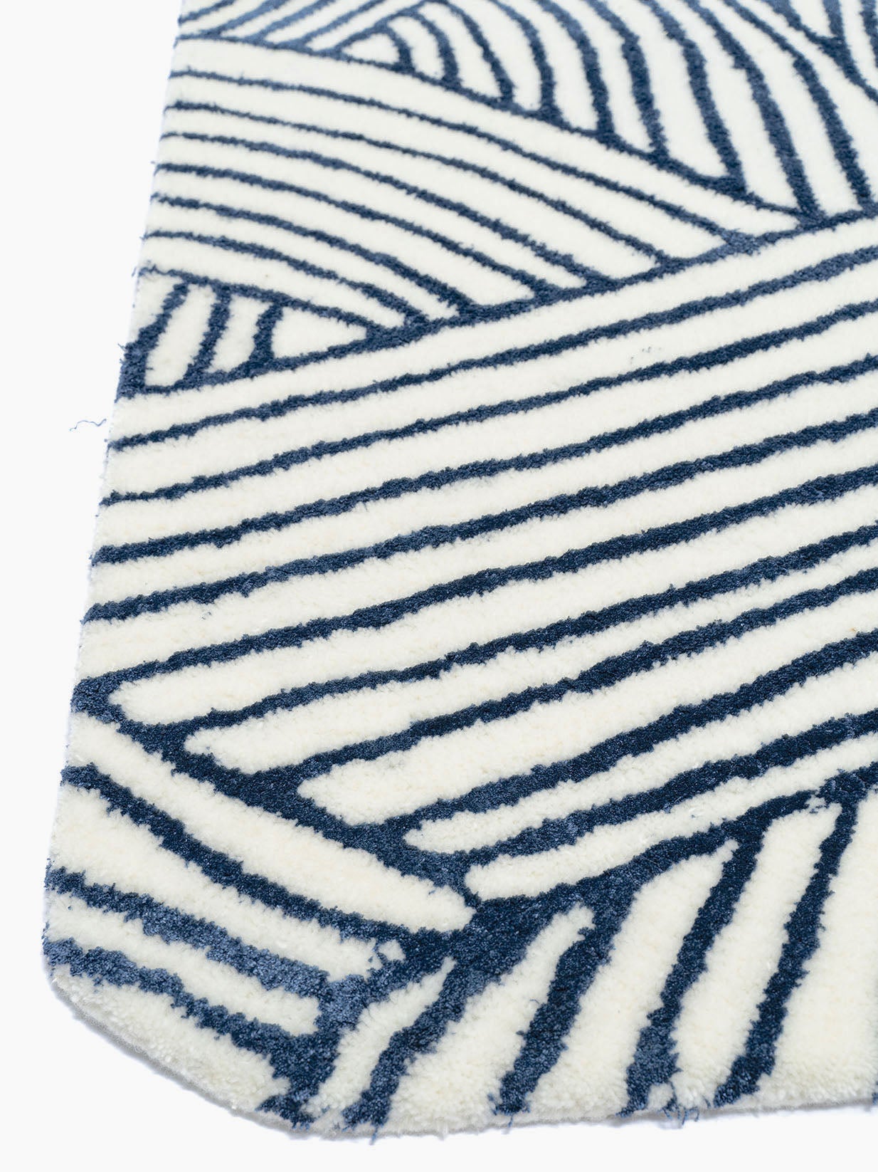 White & Ink Blue Revere Wool Anti Skid Rug