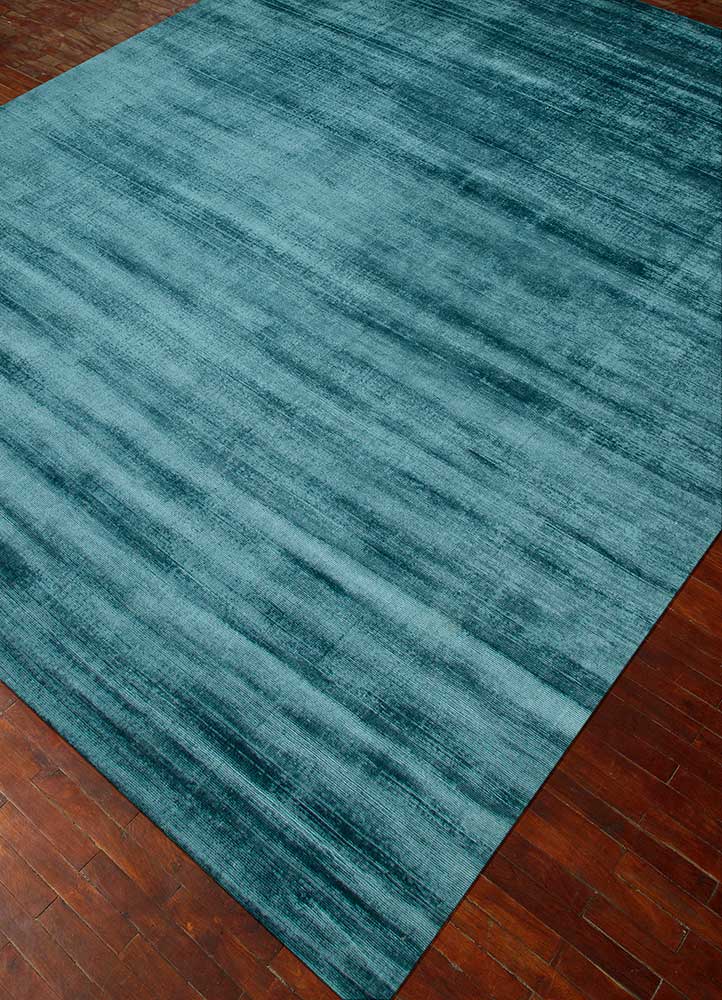 Handwoven Cadet Blue Wool / Viscose Rug