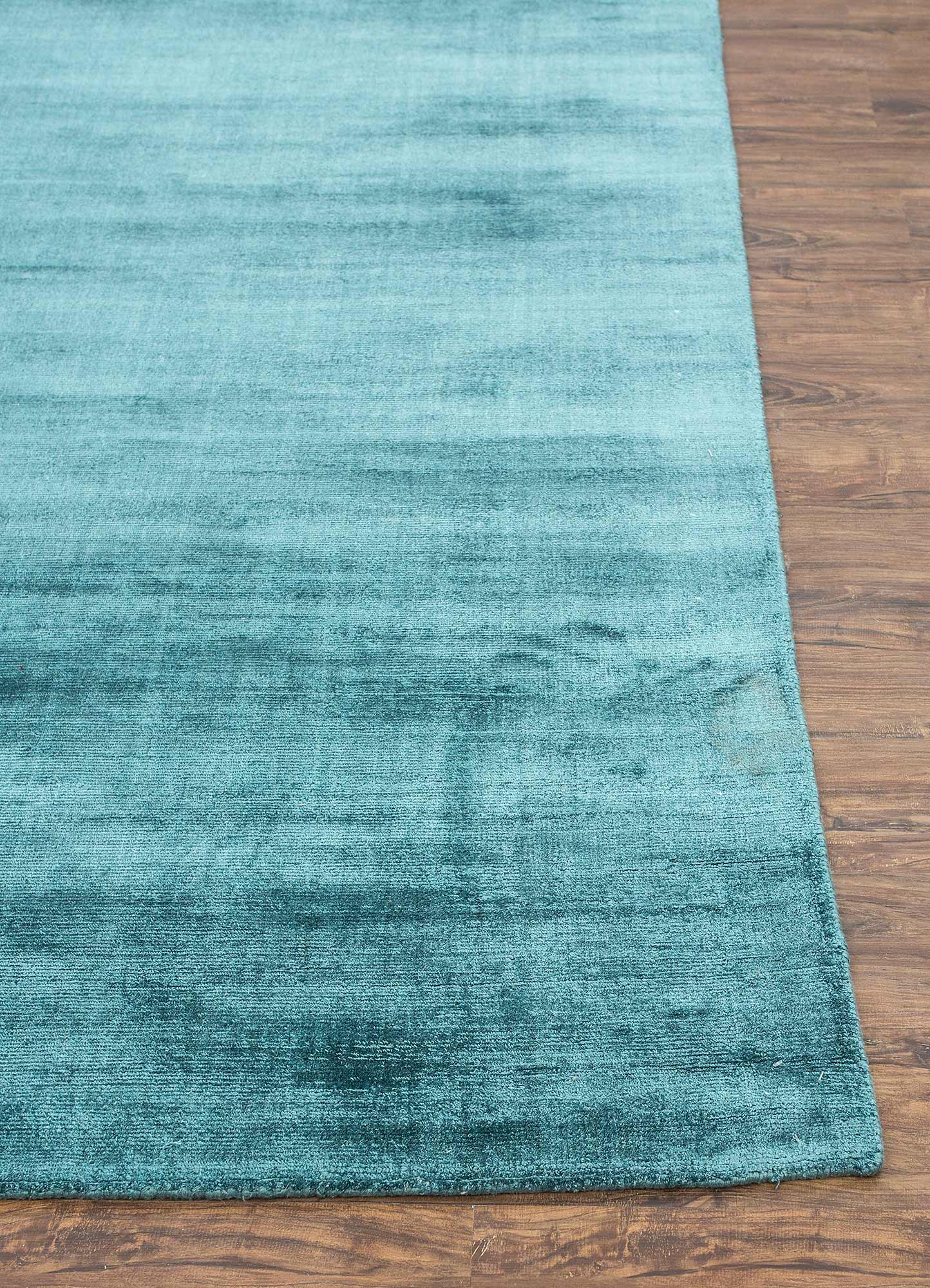 Handwoven Peacock Blue Luxury Wool / Viscose Rug