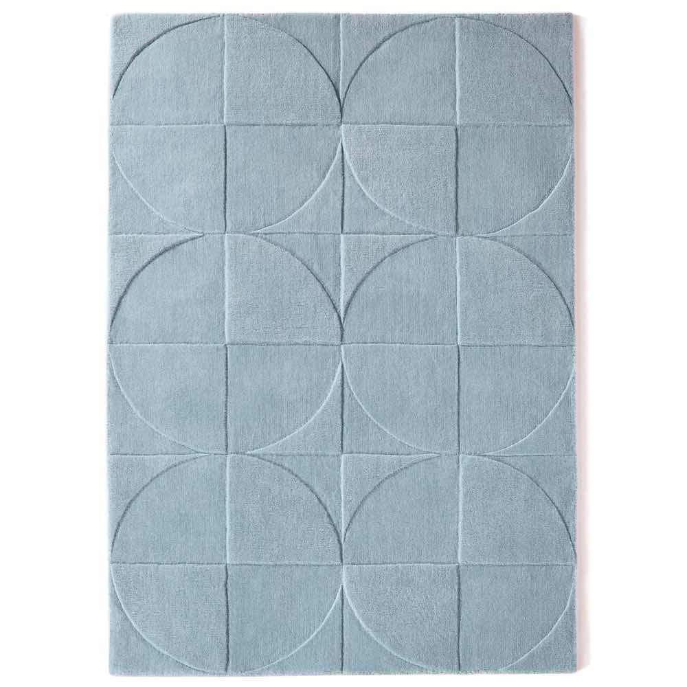 Hand Tufted Woolen Round Square Rug - Steel Blue