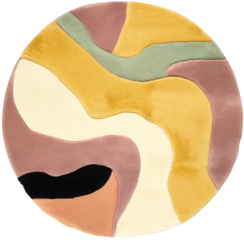 Sunset Swirl Woolen Hand Tufted Round Carpet