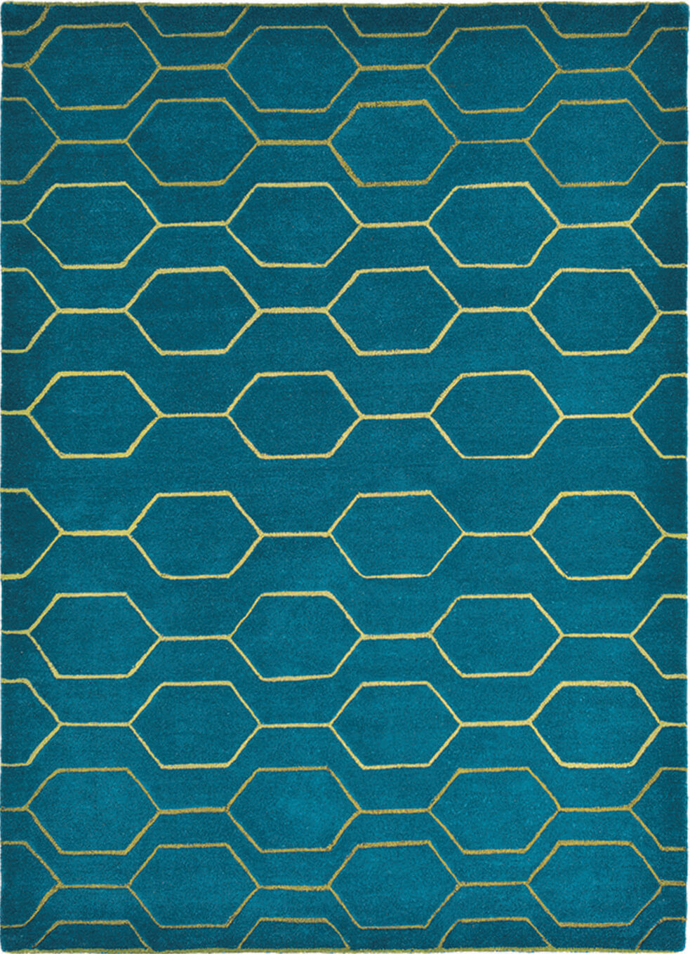 Teal Cut-Loop Blue Hand Tufted Woolen Rug