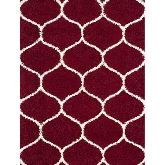 Red & White Handcrafted Super Soft Microfiber Moroccan Shaggy Carpet