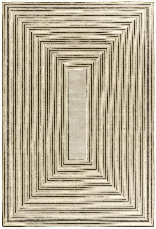 Handwoven Beige Border Wool / Viscose Rug