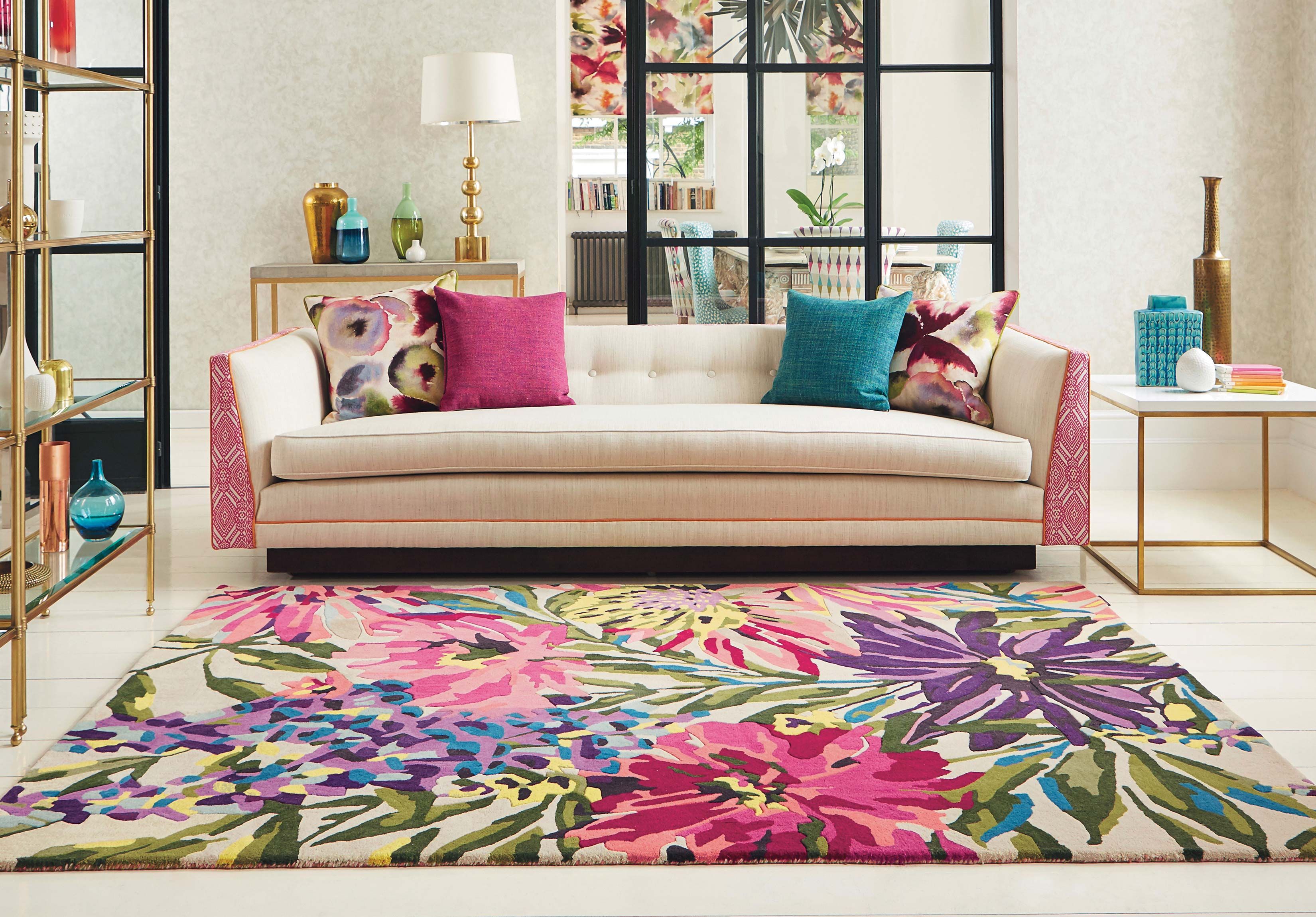 Fuschia Floral Hand Woven Rug