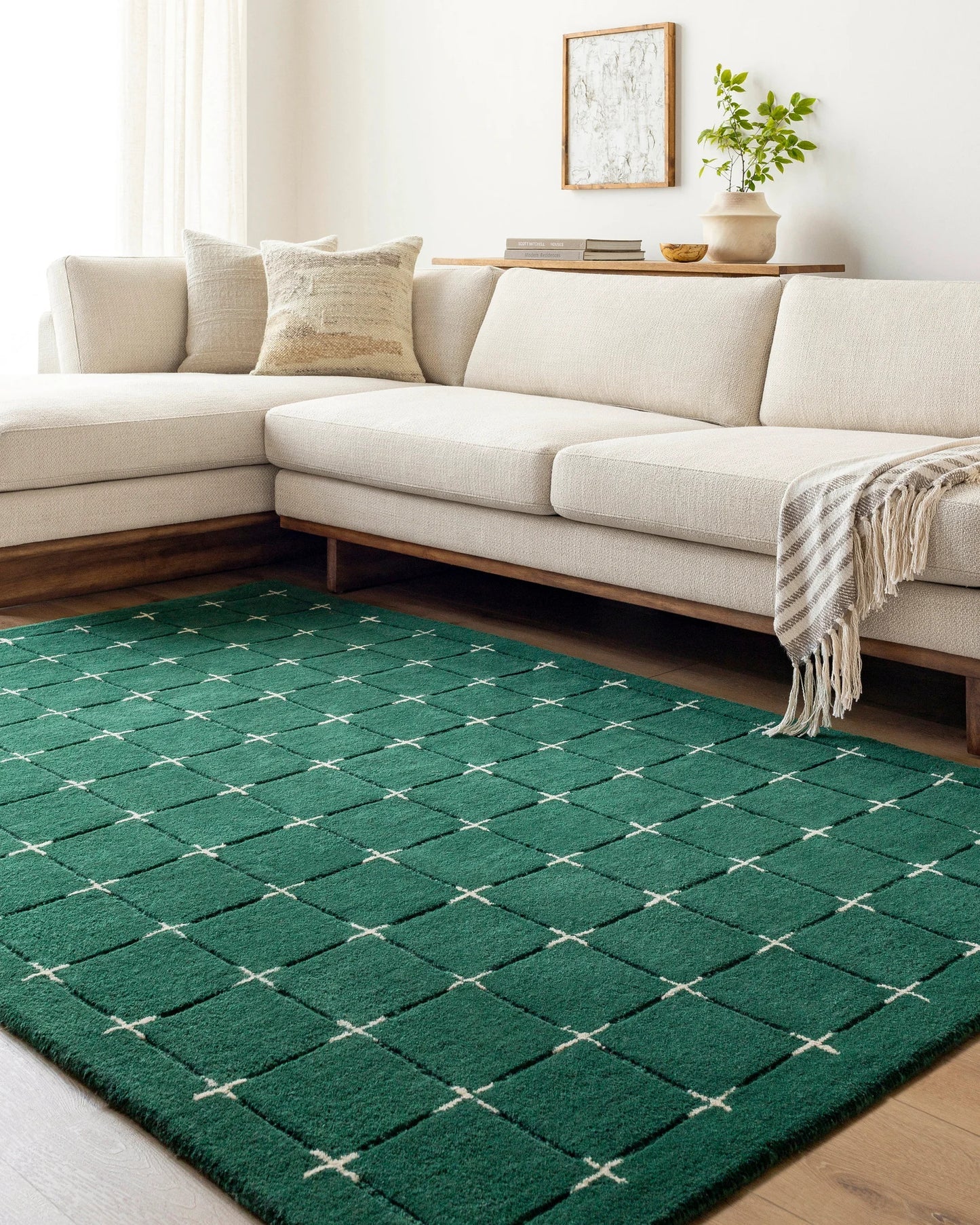 Green Indian Hand Tufted Rug