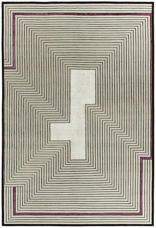 Handwoven Beige Border Wool / Viscose Rug