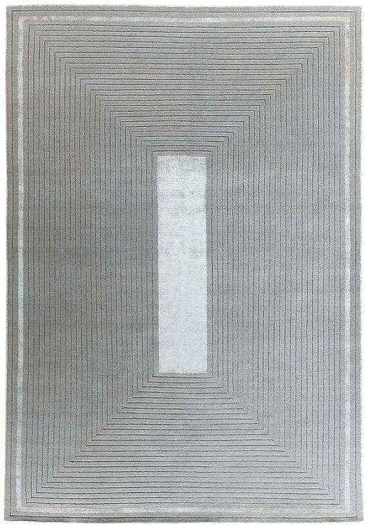 Handwoven Grey Border Wool / Viscose Rug