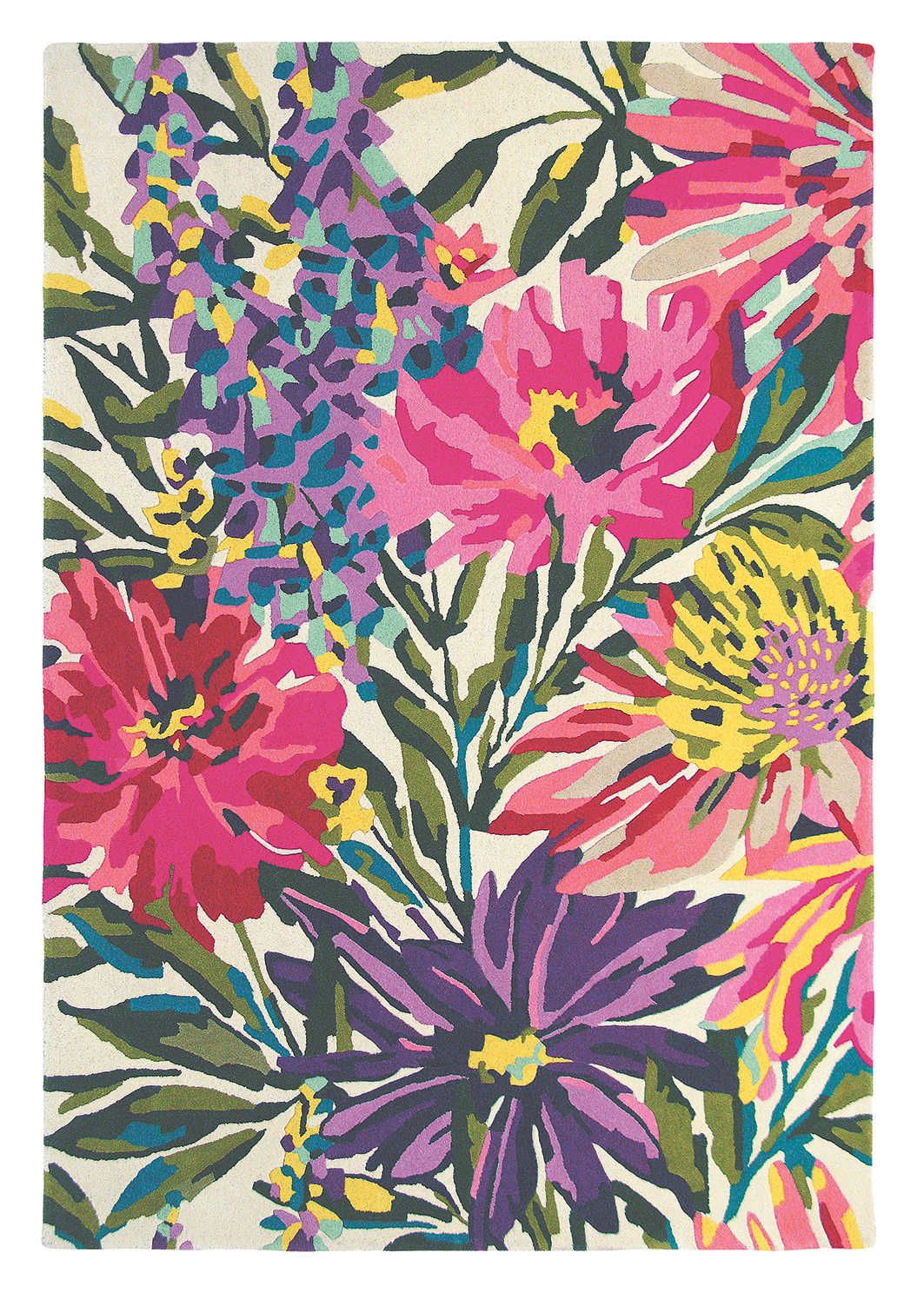 Fuschia Floral Hand Woven Rug